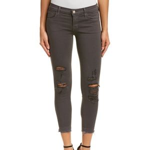 J Brand Grey Ripped Skinny Jeans